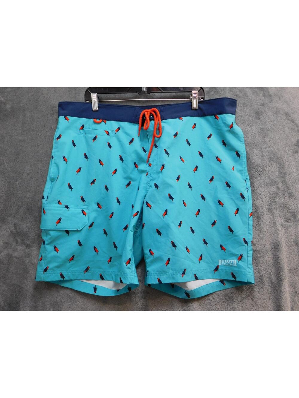 Duluth Trading Co. Swim Shorts Mens 42 Blue Lined Drawstring Pocket Microfiber